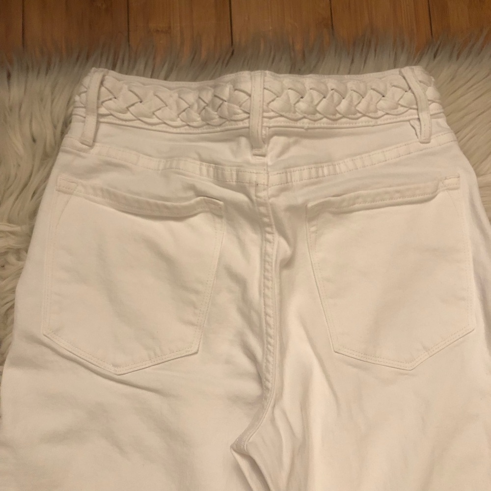 FRAME Baggy Palazzo Wide Leg High Rise Braided Waistline White Denim Jeans 27 - Picture 8 of 12